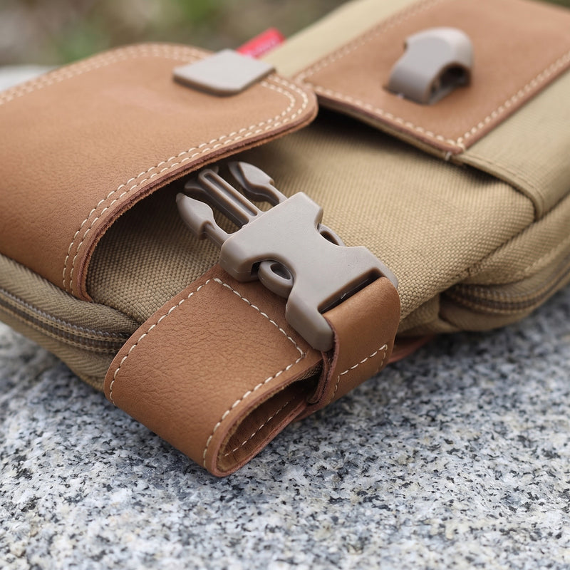 Hiking Belt Bag Compact Waist Pouch Water Resistant Two Zip Pockets, product photo 4