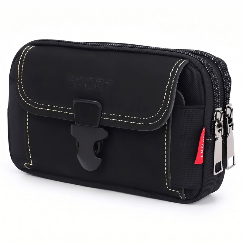 Hiking Belt Bag Compact Waist Pouch Water Resistant Two Zip Pockets, product photo 9
