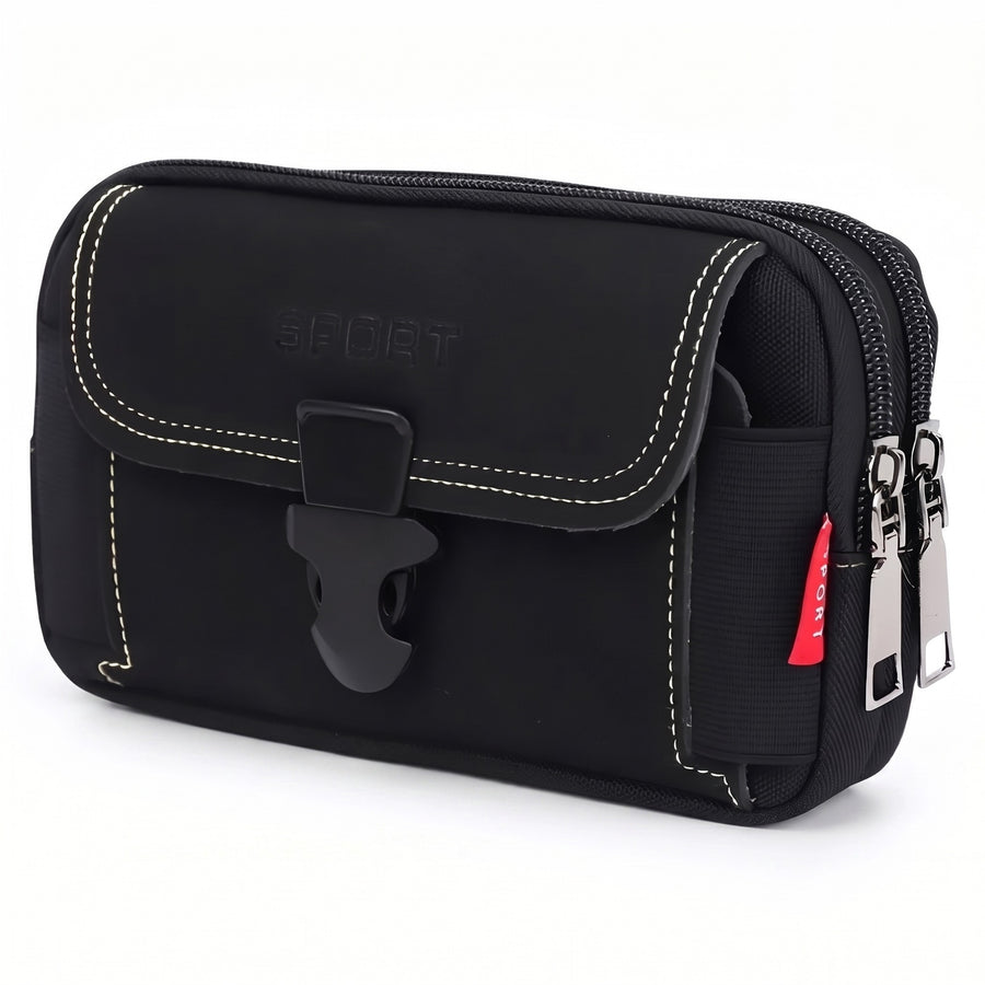 Hiking Belt Bag Compact Waist Pouch Water Resistant Two Zip Pockets, product photo 9