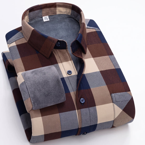 Insulated Flannel Shirt Windproof Fleece Lined Warm Overshirt