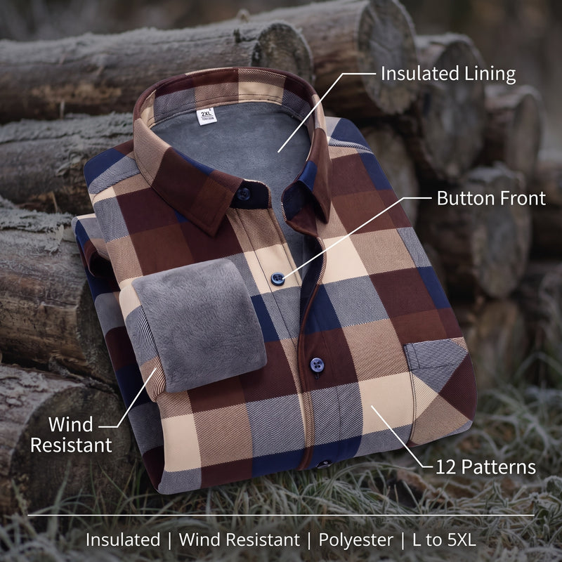 Insulated Flannel Shirt Windproof Fleece Lined Warm Overshirt, product photo 2