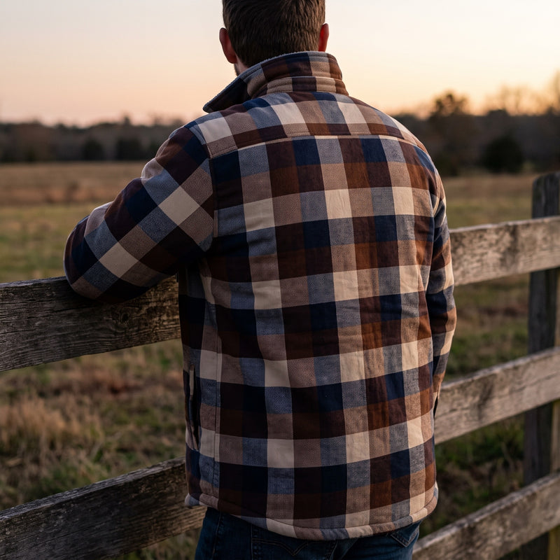 Insulated Flannel Shirt Windproof Fleece Lined Warm Overshirt, product photo 5