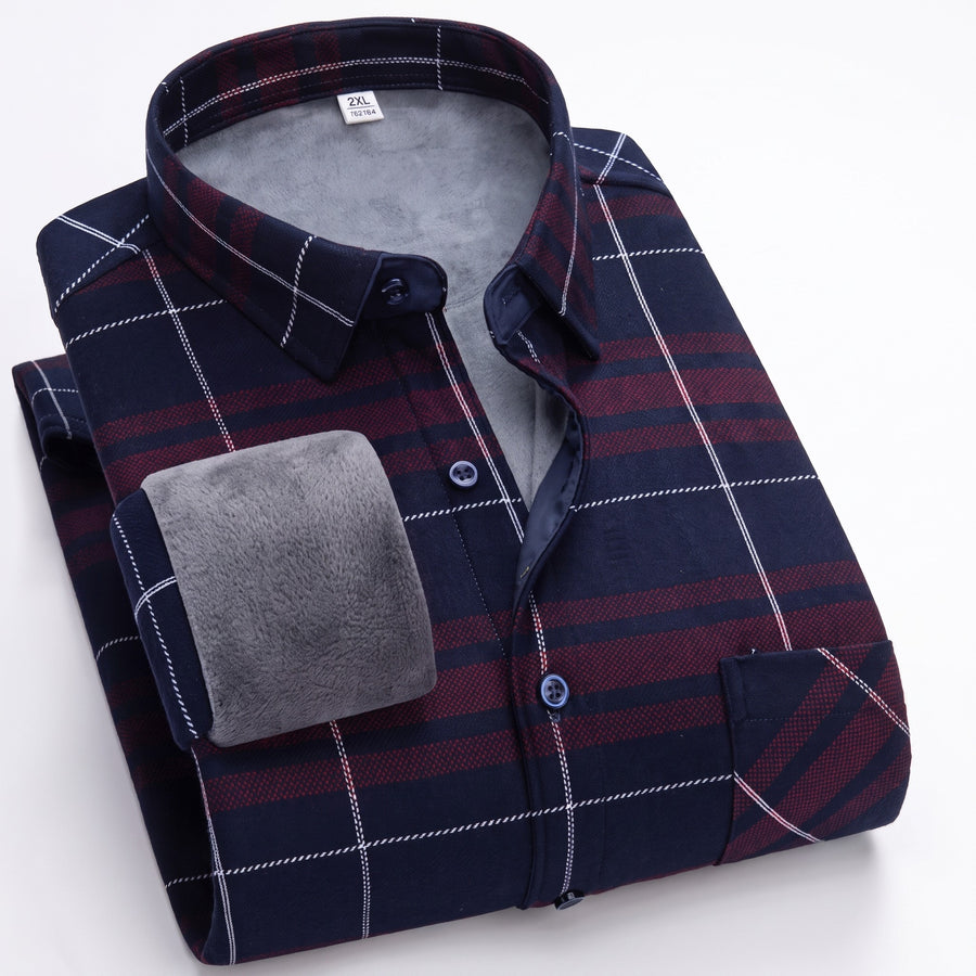Insulated Flannel Shirt Windproof Fleece Lined Warm Overshirt, product photo 6