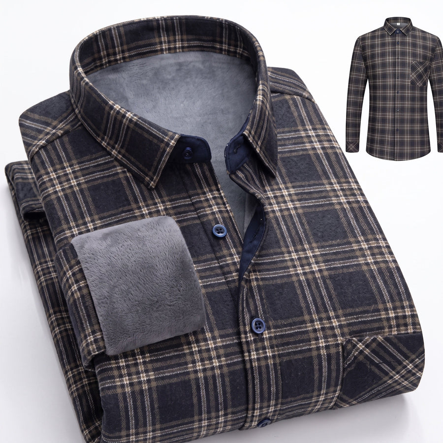Insulated Flannel Shirt Windproof Fleece Lined Warm Overshirt, product photo 11