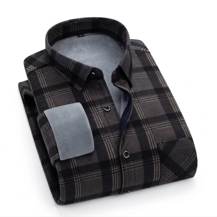 Insulated Flannel Shirt Windproof Fleece Lined Warm Overshirt, product photo 15