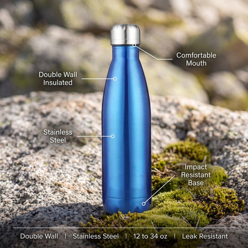 Insulated Water Bottle Stainless Steel Double Wall Hiking Flask, product photo 2