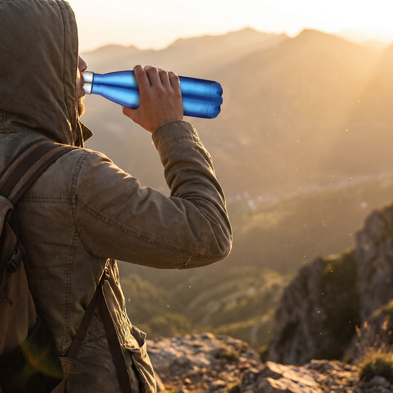 Insulated Water Bottle Stainless Steel Double Wall Hiking Flask, product photo 3