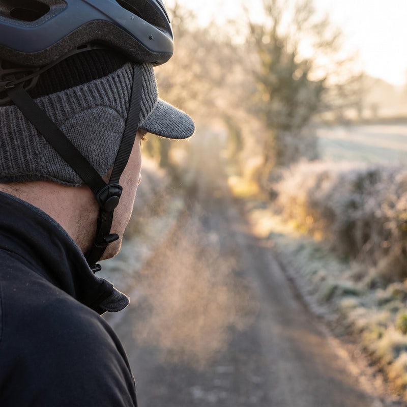 Knitted Winter Beanie Fleece Lined Ear Flap Brimmed Cycling Hat, product photo 3