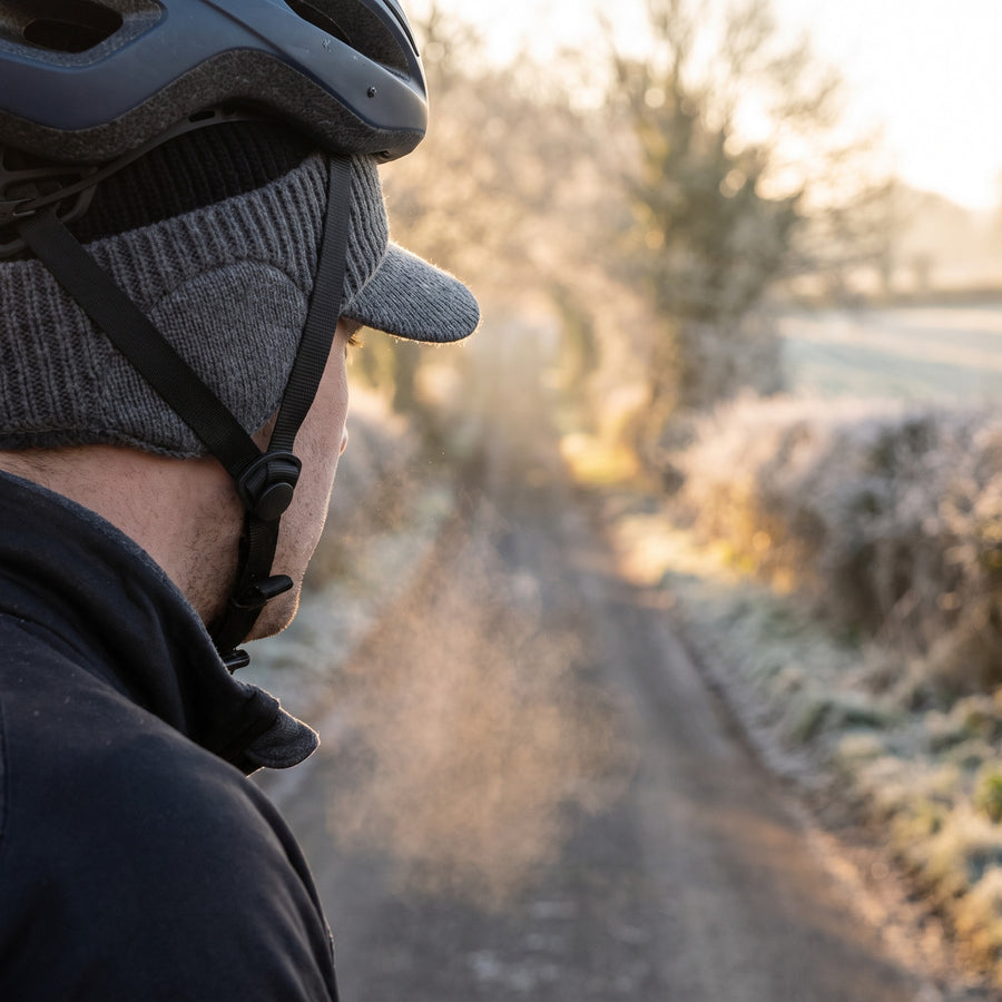 Knitted Winter Beanie Fleece Lined Ear Flap Brimmed Cycling Hat, product photo 3