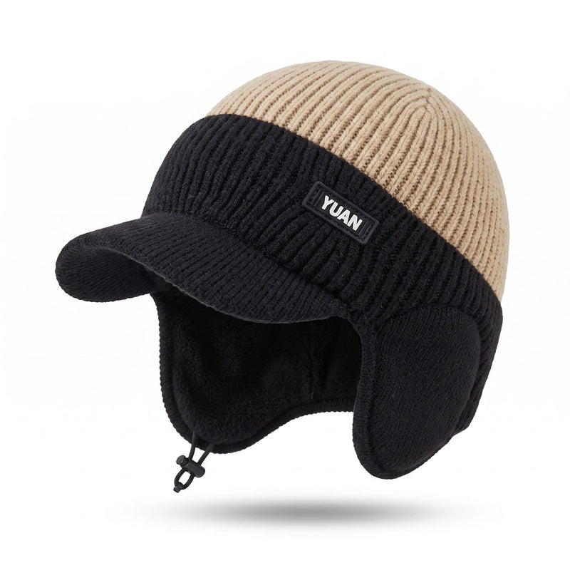 Knitted Winter Beanie Fleece Lined Ear Flap Brimmed Cycling Hat, product photo 8