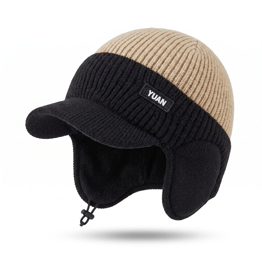 Knitted Winter Beanie Fleece Lined Ear Flap Brimmed Cycling Hat, product photo 8