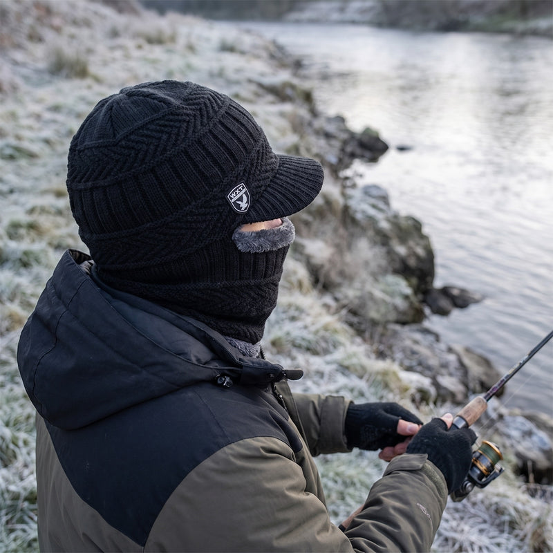Knitted Winter Beanie Integrated Neck Cover Windproof Lined Hat, product photo 5