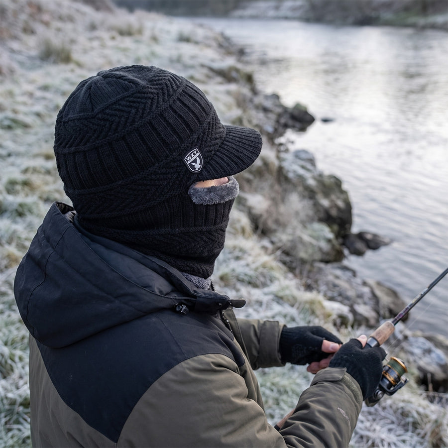 Knitted Winter Beanie Integrated Neck Cover Windproof Lined Hat, product photo 5