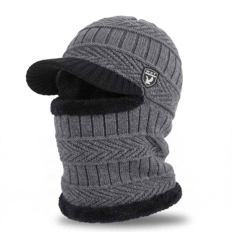 Knitted Winter Beanie Integrated Neck Cover Windproof Lined Hat, product photo 6