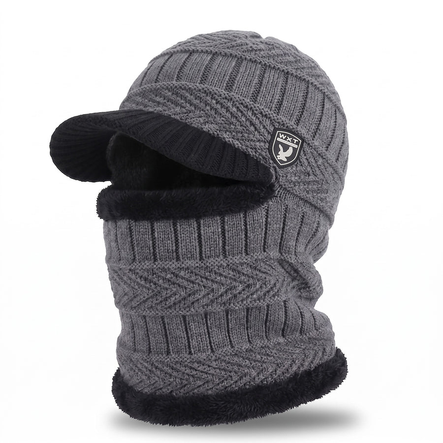 Knitted Winter Beanie Integrated Neck Cover Windproof Lined Hat, product photo 6