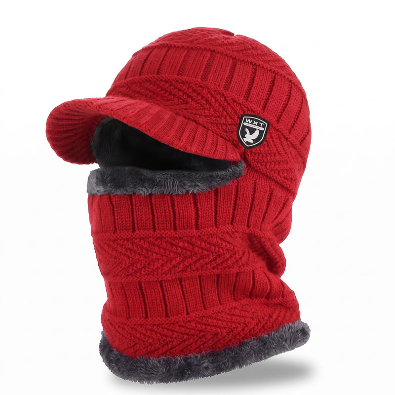 Knitted Winter Beanie Integrated Neck Cover Windproof Lined Hat, product photo 8