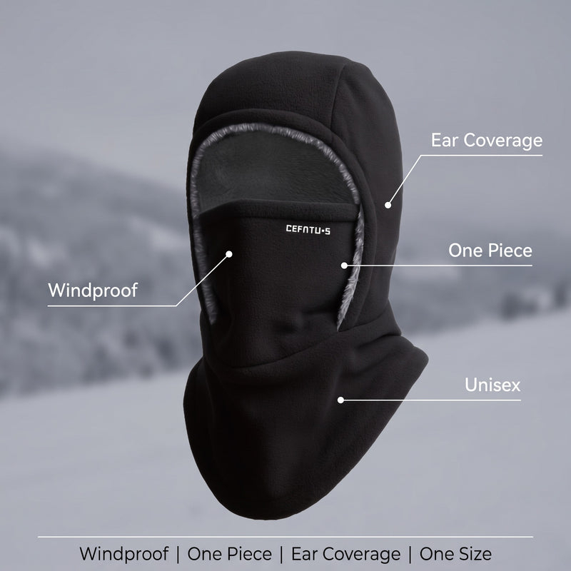 Knitted Winter Hood Neck Warmer Ear Flap Windproof Ski Face Cover, product photo 2