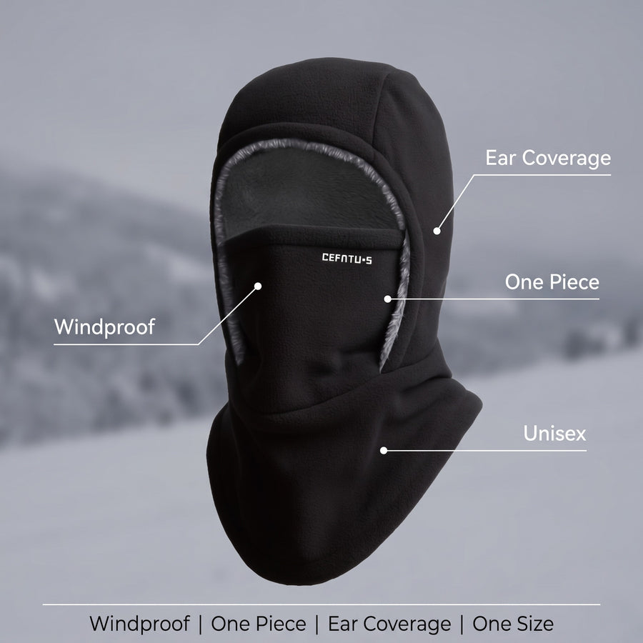 Knitted Winter Hood Neck Warmer Ear Flap Windproof Ski Face Cover, product photo 2