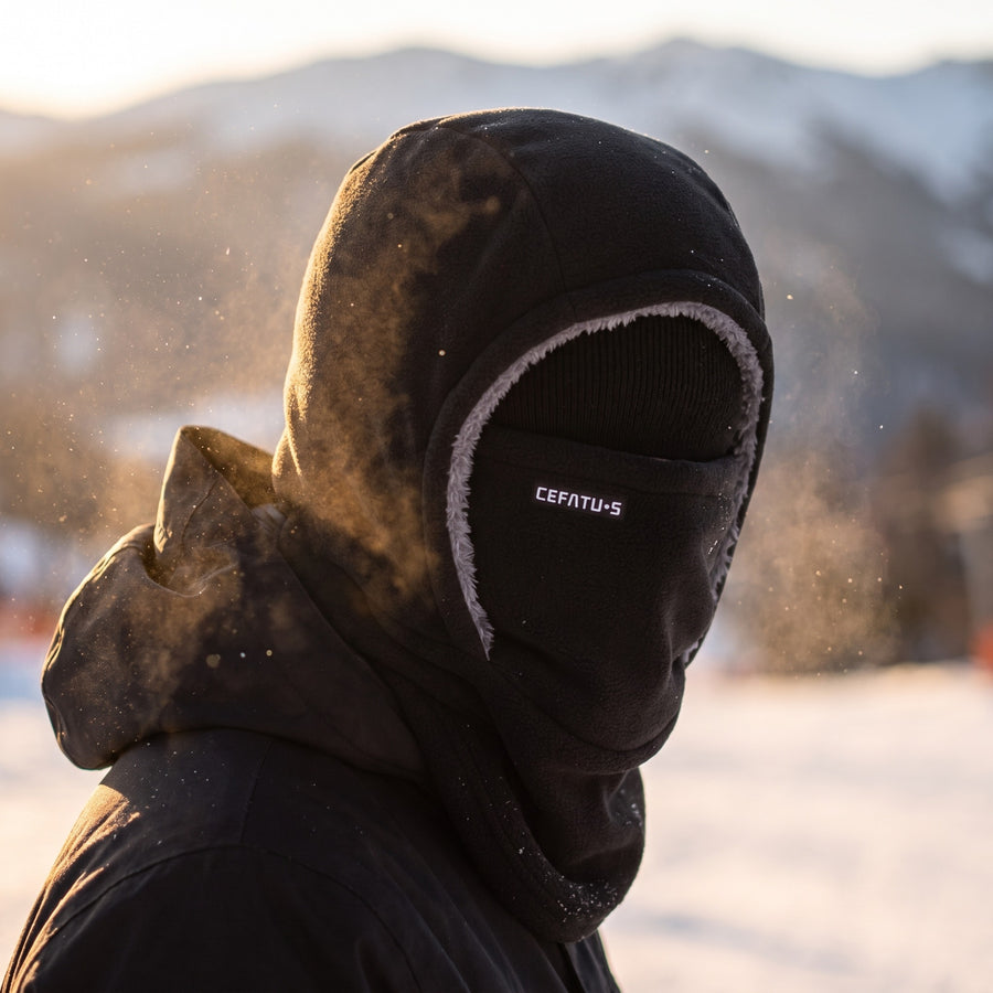 Knitted Winter Hood Neck Warmer Ear Flap Windproof Ski Face Cover, product photo 3