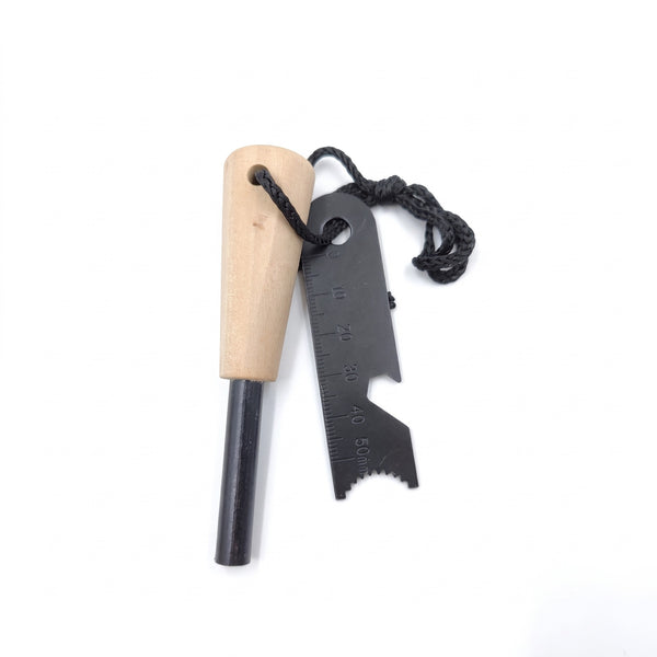 Large Ferro Rod Fire Starter Wooden Grip Survival Flint Striker