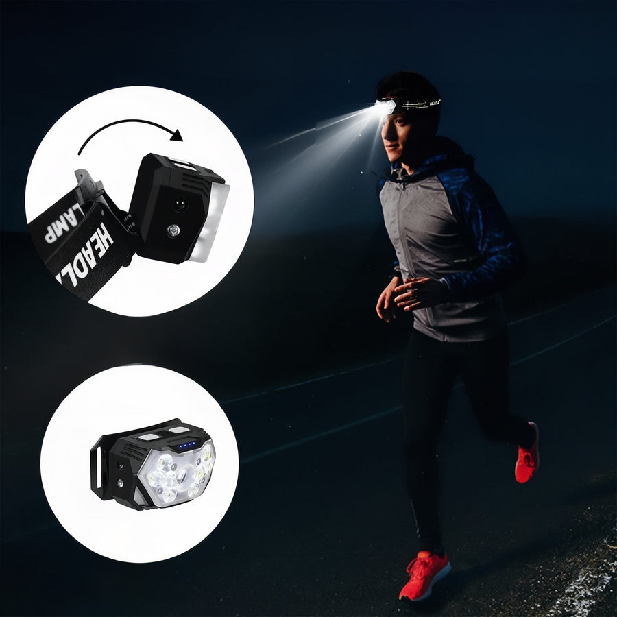 LED Headlamp Rechargeable Motion Sensor Waterproof Trail Running Light – product view 2 | Great Lakes Outdoor