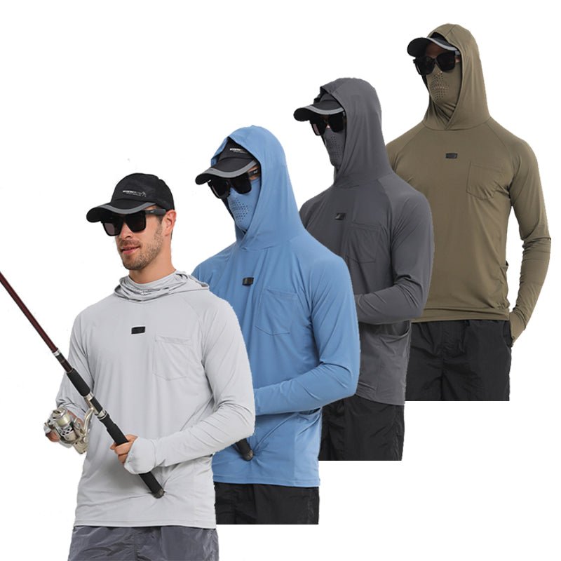 Lightweight Quick-Dry UPF 50+ Hooded Sun Shirt with Built-In Neck Gaiter in All Colors