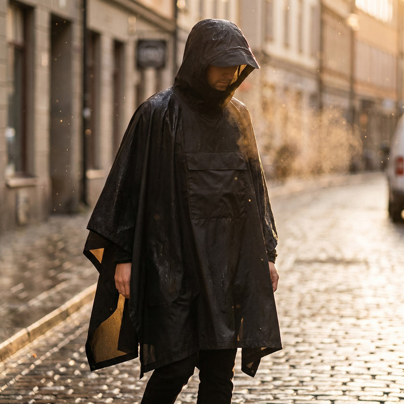 Lightweight Rain Poncho Windproof Quick Dry Hooded Outdoor Cape, product photo 3