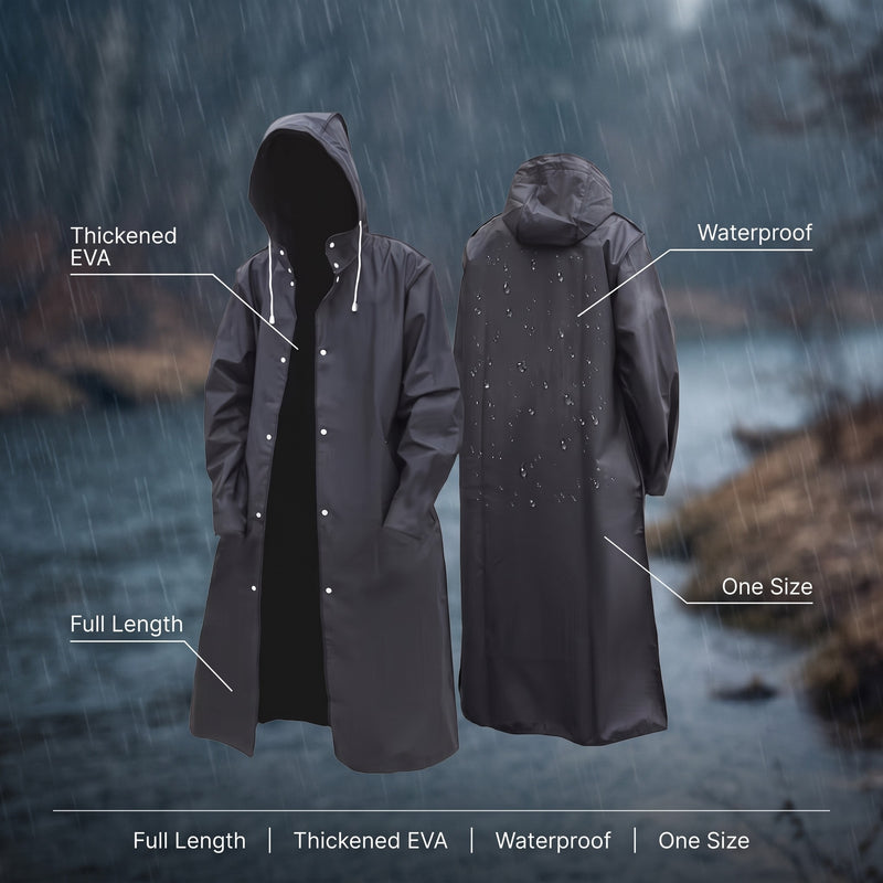 Long Waterproof Rain Coat Thickened EVA Unisex Hooded Poncho, product photo 2