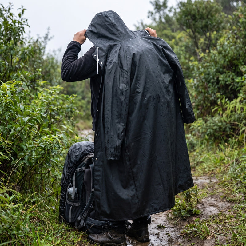 Long Waterproof Rain Coat Thickened EVA Unisex Hooded Poncho, product photo 5