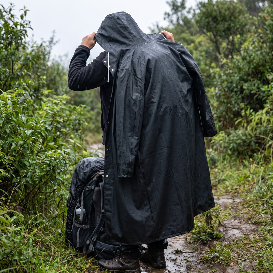 Long Waterproof Rain Coat Thickened EVA Unisex Hooded Poncho, product photo 5