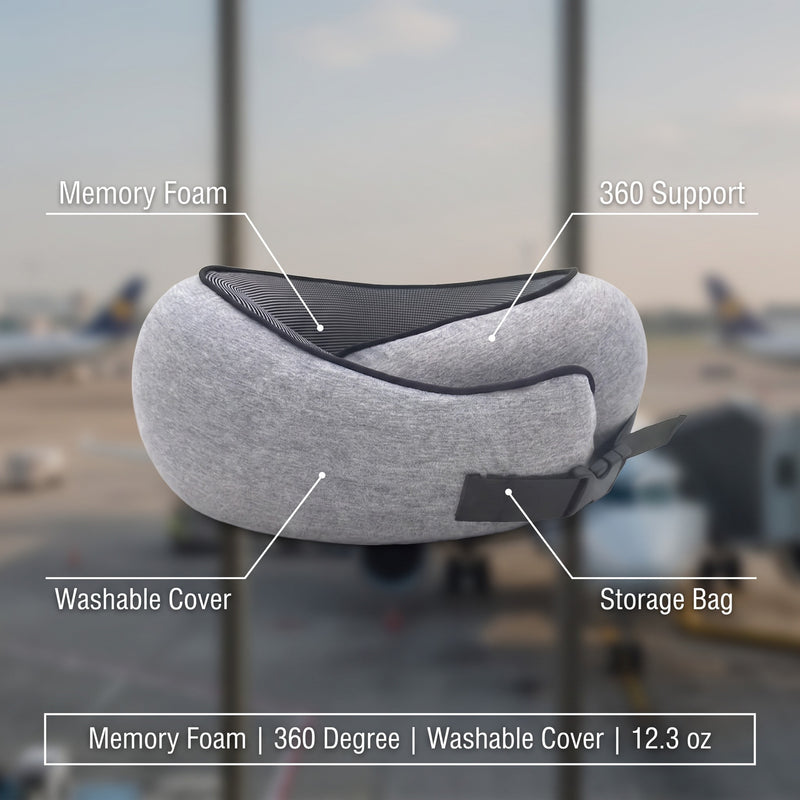 Memory Foam Travel Neck Pillow 360 Support Washable Cover Cushion, product photo 2