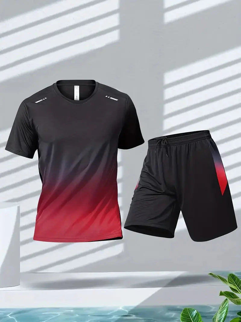 Men’s 2 Piece Sports Set Quick Dry Workout T Shirt and Shorts – product view 3 | Great Lakes Outdoor