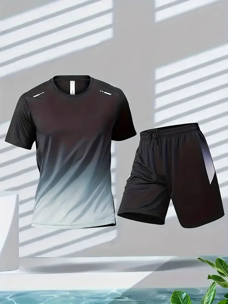 Men’s 2 Piece Sports Set Quick Dry Workout T Shirt and Shorts – product view 4 | Great Lakes Outdoor