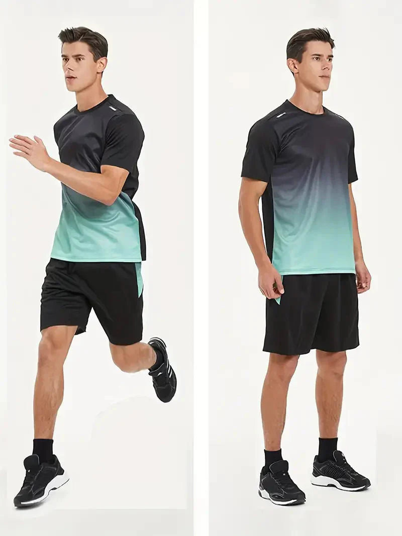 Men’s 2 Piece Sports Set Quick Dry Workout T Shirt and Shorts – product view 5 | Great Lakes Outdoor