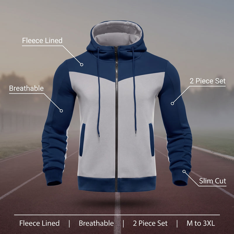 Men's 2 Piece Tracksuit Fleece Lined Breathable Sport Jogger Set, product photo 2