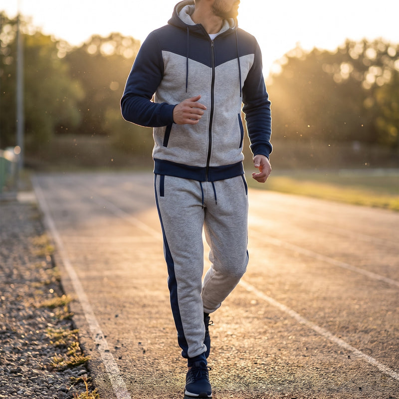 Men's 2 Piece Tracksuit Fleece Lined Breathable Sport Jogger Set, product photo 3