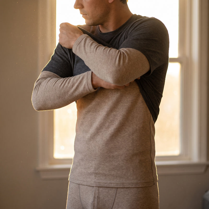 Men's Base Layer Set Slim Fit Long Sleeve Thermal Top Bottoms, product photo 3