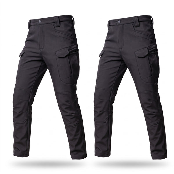 Men's Black Cargo Trousers Elastic Waist Stretch Multi Pocket