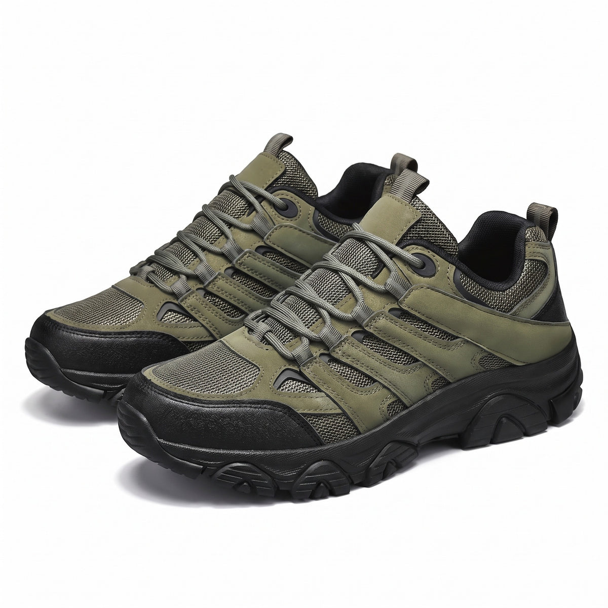 Men's Breathable Low Hiking Shoes Lace Up PU Sole Trail Trainers, product photo 1