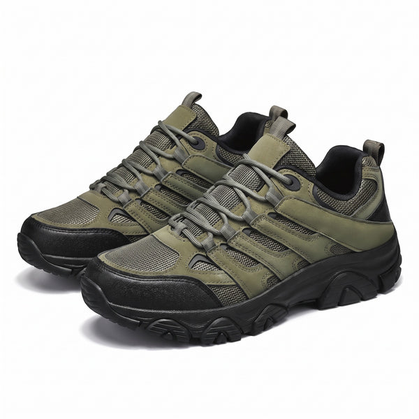 Men's Breathable Low Hiking Shoes Lace Up PU Sole Trail Trainers