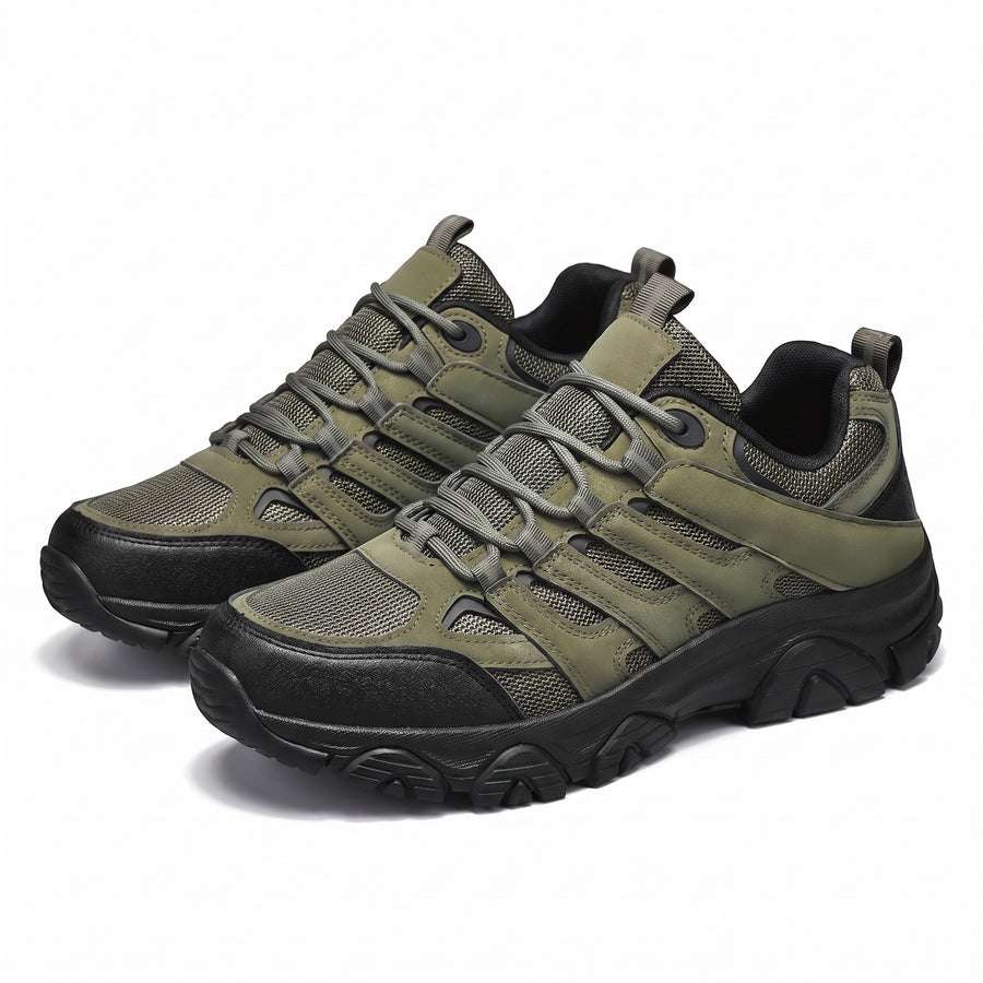 Men's Breathable Low Hiking Shoes Lace Up PU Sole Trail Trainers, product photo 1