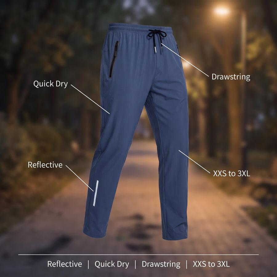 Men's Breathable Track Pants Reflective Quick Dry Drawstring Joggers, product photo 2