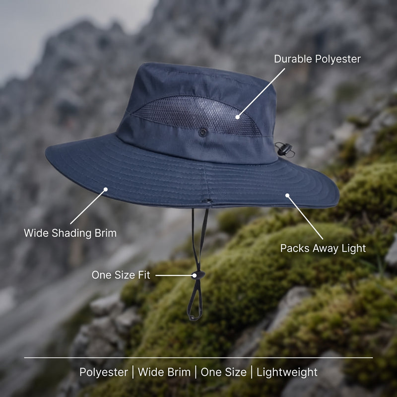 Men’s Bucket Hat Durable Polyester Wide Brim Mountain Trekking, product photo 2