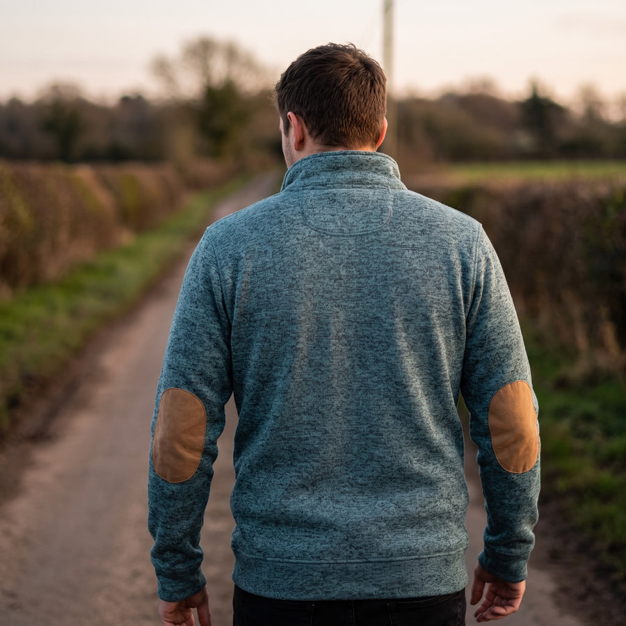 Men's Button Neck Sweatshirt Stand Collar Knit Long Sleeve Jumper, product photo 5