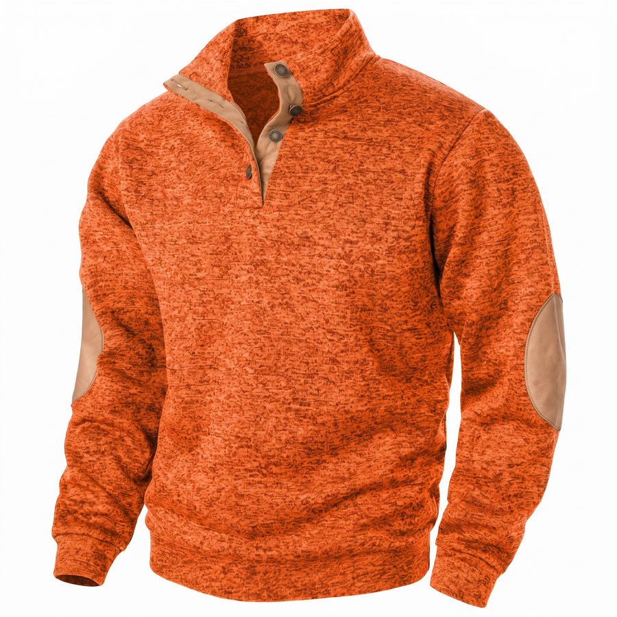Men's Button Neck Sweatshirt Stand Collar Knit Long Sleeve Jumper, product photo 11