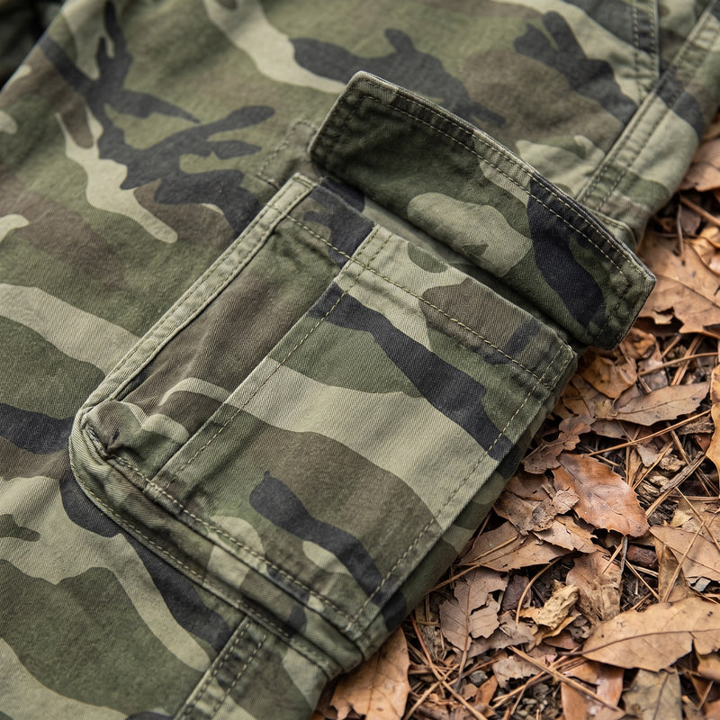 Men's Camo Cargo Trousers Cotton Stretch Straight Leg Pockets, product photo 4