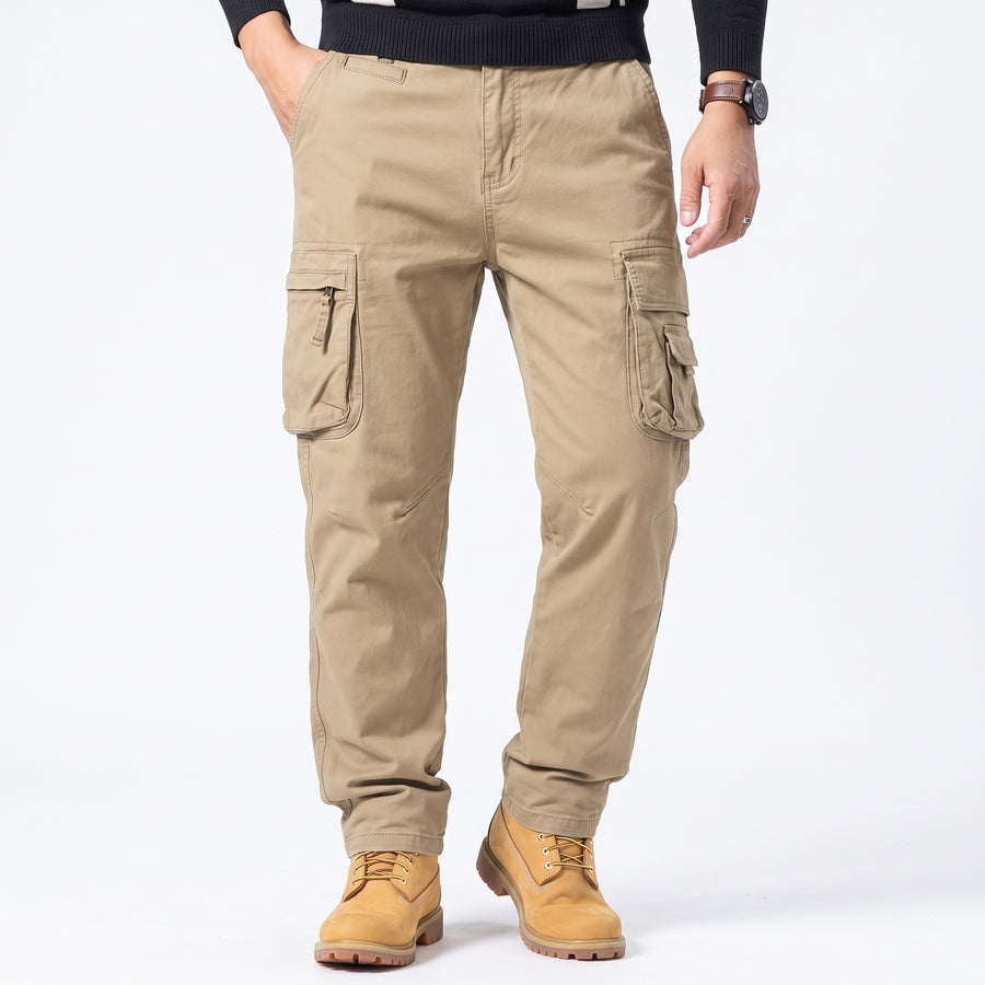 Men's Camo Cargo Trousers Cotton Stretch Straight Leg Pockets, product photo 7