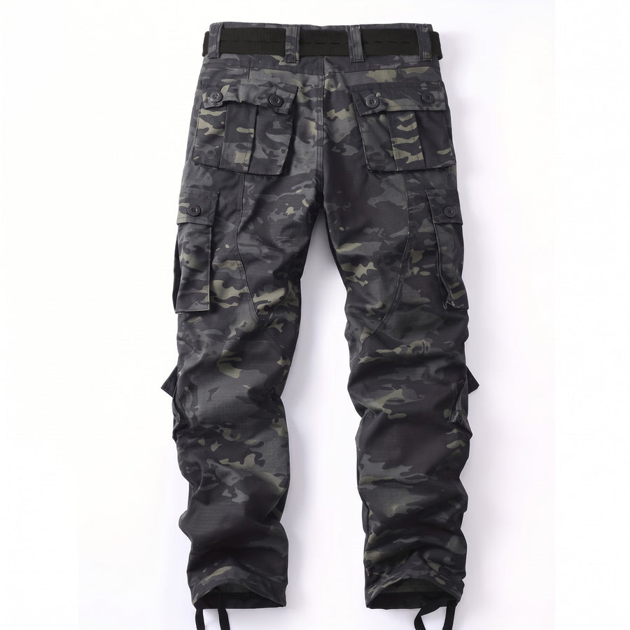 Men's Camo Cargo Trousers Flap Pockets Cotton Blend Loose Fit, product photo 1