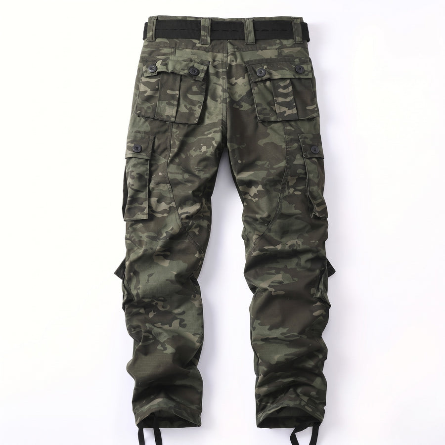 Men's Camo Cargo Trousers Flap Pockets Cotton Blend Loose Fit, product photo 7