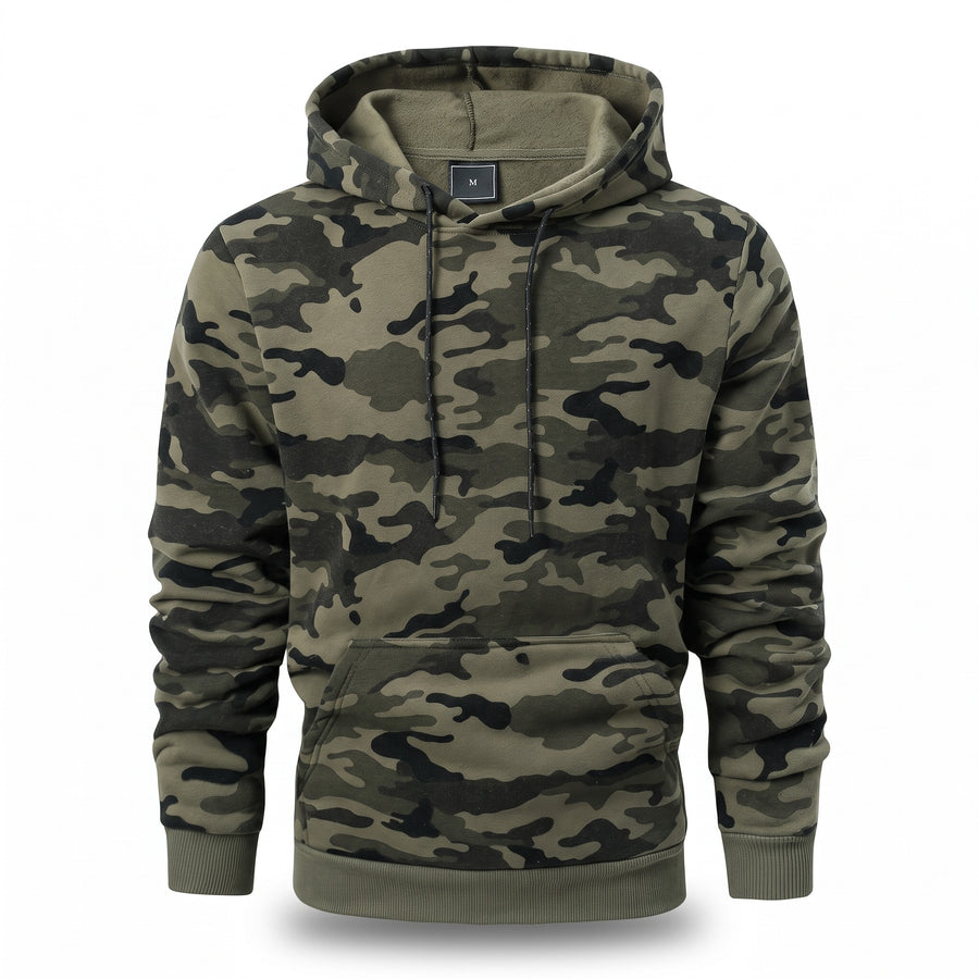 Men's Camo Hoodie Kangaroo Pocket Warm Army Style Hooded Sweatshirt, product photo 1